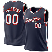 Загрузить изображение в средство просмотра галереи, Custom Navy White-Red Authentic Throwback Basketball Jersey