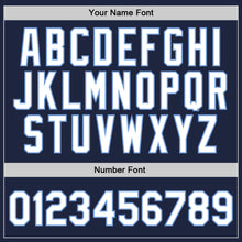 Laden Sie das Bild in den Galerie-Viewer, Custom Navy White-Light Blue Authentic Throwback Basketball Jersey