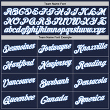 Laden Sie das Bild in den Galerie-Viewer, Custom Navy White-Light Blue Authentic Throwback Basketball Jersey