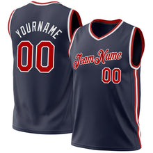 Загрузить изображение в средство просмотра галереи, Custom Navy Red-White Authentic Throwback Basketball Jersey