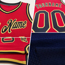Laden Sie das Bild in den Galerie-Viewer, Custom Navy Red-Gold Authentic Throwback Basketball Jersey
