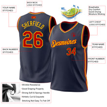 Laden Sie das Bild in den Galerie-Viewer, Custom Navy Red-Gold Authentic Throwback Basketball Jersey