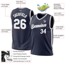 Загрузить изображение в средство просмотра галереи, Custom Navy White-Gray Authentic Throwback Basketball Jersey