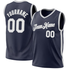 Загрузить изображение в средство просмотра галереи, Custom Navy White-Gray Authentic Throwback Basketball Jersey