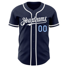 Charger l'image dans la galerie, Custom Navy Light Blue-White Authentic Baseball Jersey