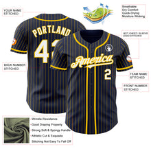 Charger l'image dans la galerie, Custom Navy Yellow Pinstripe White Authentic Baseball Jersey