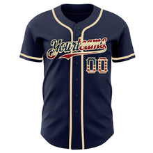 Charger l'image dans la galerie, Custom Navy Vintage USA Flag-Cream Authentic Baseball Jersey
