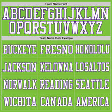 Laden Sie das Bild in den Galerie-Viewer, Custom Neon Green White-Purple Mesh Authentic Football Jersey