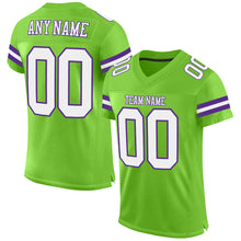 Load image into Gallery viewer, Custom Neon Green White-Purple Mesh Authentic Football Jersey
