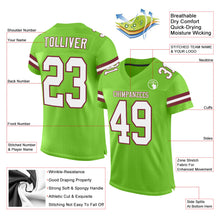 Laden Sie das Bild in den Galerie-Viewer, Custom Neon Green White-Burgundy Mesh Authentic Football Jersey