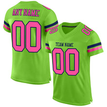 Charger l'image dans la galerie, Custom Neon Green Pink-Navy Mesh Authentic Football Jersey