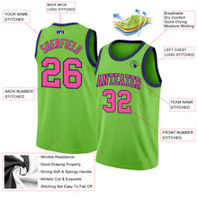 Load image into Gallery viewer, Custom Neon Green Pink-Navy Authentic Basketball Jersey