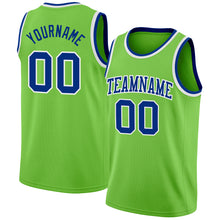 Загрузить изображение в средство просмотра галереи, Custom Neon Green Royal-White Authentic Basketball Jersey