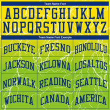 Загрузить изображение в средство просмотра галереи, Custom Neon Green Royal-Gold Round Neck Sublimation Basketball Suit Jersey