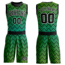 Загрузить изображение в средство просмотра галереи, Custom Neon Green Black-White Round Neck Sublimation Basketball Suit Jersey