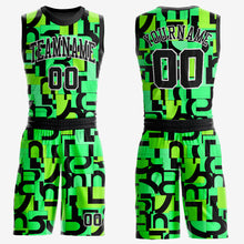 Загрузить изображение в средство просмотра галереи, Custom Neon Green Black-White Music Festival Round Neck Sublimation Basketball Suit Jersey