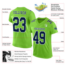Laden Sie das Bild in den Galerie-Viewer, Custom Neon Green Navy-White Mesh Authentic Football Jersey