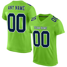 Laden Sie das Bild in den Galerie-Viewer, Custom Neon Green Navy-White Mesh Authentic Football Jersey