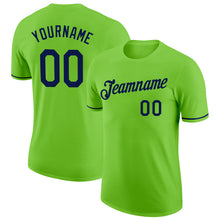 Load image into Gallery viewer, Custom Neon Green Navy Performance T-Shirt

