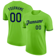 Load image into Gallery viewer, Custom Neon Green Navy Performance T-Shirt
