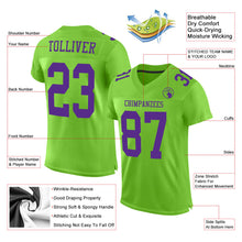 Load image into Gallery viewer, Custom Neon Green Purple Mesh Authentic Football Jersey