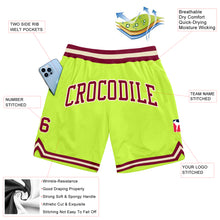 Load image into Gallery viewer, Custom Neon Green Maroon-Cream Authentic Throwback Basketball Shorts