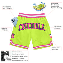 Load image into Gallery viewer, Custom Neon Green Pink-Navy Authentic Throwback Basketball Shorts