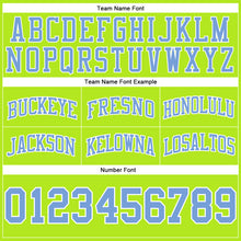 Laden Sie das Bild in den Galerie-Viewer, Custom Neon Green Light Blue-White Authentic Throwback Basketball Shorts