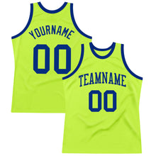 Загрузить изображение в средство просмотра галереи, Custom Neon Green Royal Authentic Throwback Basketball Jersey