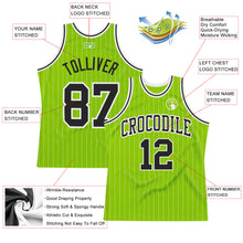 Charger l'image dans la galerie, Custom Neon Green White Pinstripe Black-White Authentic Basketball Jersey