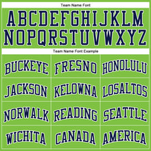 Load image into Gallery viewer, Custom Neon Green White Pinstripe Navy-White Authentic Basketball Jersey