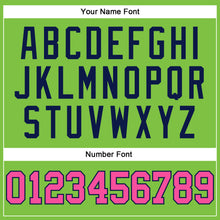 Load image into Gallery viewer, Custom Neon Green White Pinstripe Pink-Navy Authentic Basketball Jersey