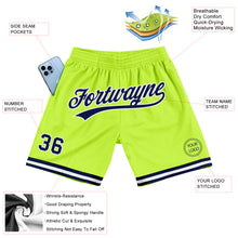 Load image into Gallery viewer, Custom Neon Green Navy-White Authentic Throwback Basketball Shorts
