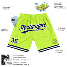 Load image into Gallery viewer, Custom Neon Green Navy-White Authentic Throwback Basketball Shorts