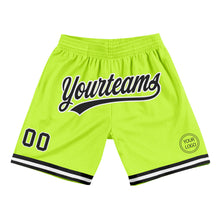 Load image into Gallery viewer, Custom Neon Green Black-White Authentic Throwback Basketball Shorts
