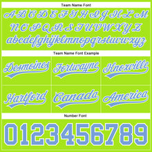 Load image into Gallery viewer, Custom Neon Green Light Blue-White Authentic Throwback Basketball Shorts