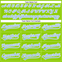 Load image into Gallery viewer, Custom Neon Green Light Blue-White Authentic Baseball Jersey