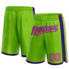Load image into Gallery viewer, Custom Neon Green Pink-Navy Authentic Basketball Shorts