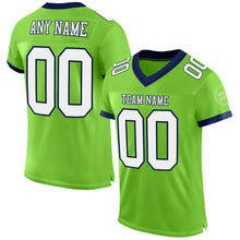 Load image into Gallery viewer, Custom Neon Green White-Navy Mesh Authentic Football Jersey