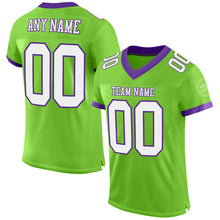 Load image into Gallery viewer, Custom Neon Green White-Purple Mesh Authentic Football Jersey