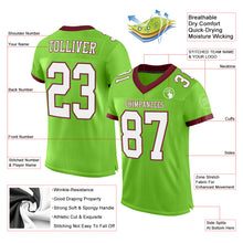 Load image into Gallery viewer, Custom Neon Green White-Burgundy Mesh Authentic Football Jersey