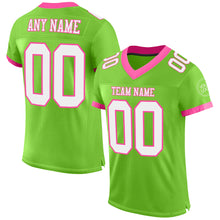 Загрузить изображение в средство просмотра галереи, Custom Neon Green White-Pink Mesh Authentic Football Jersey