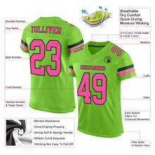 Charger l'image dans la galerie, Custom Neon Green Pink-Black Mesh Authentic Football Jersey
