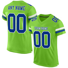 Charger l'image dans la galerie, Custom Neon Green Royal-White Mesh Authentic Football Jersey