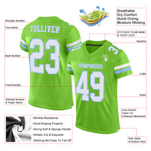 Charger l'image dans la galerie, Custom Neon Green White-Light Blue Mesh Authentic Football Jersey