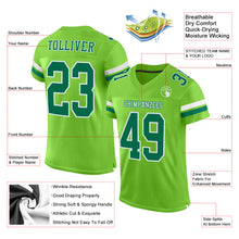 Charger l'image dans la galerie, Custom Neon Green Kelly Green-White Mesh Authentic Football Jersey