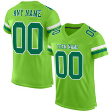 Charger l'image dans la galerie, Custom Neon Green Kelly Green-White Mesh Authentic Football Jersey