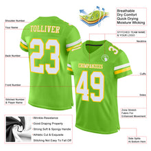 Laden Sie das Bild in den Galerie-Viewer, Custom Neon Green White-Yellow Mesh Authentic Football Jersey