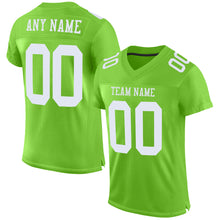 Load image into Gallery viewer, Custom Neon Green White Mesh Authentic Football Jersey
