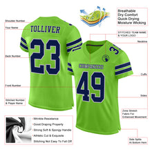 Load image into Gallery viewer, Custom Neon Green Navy-Gray Mesh Authentic Football Jersey
